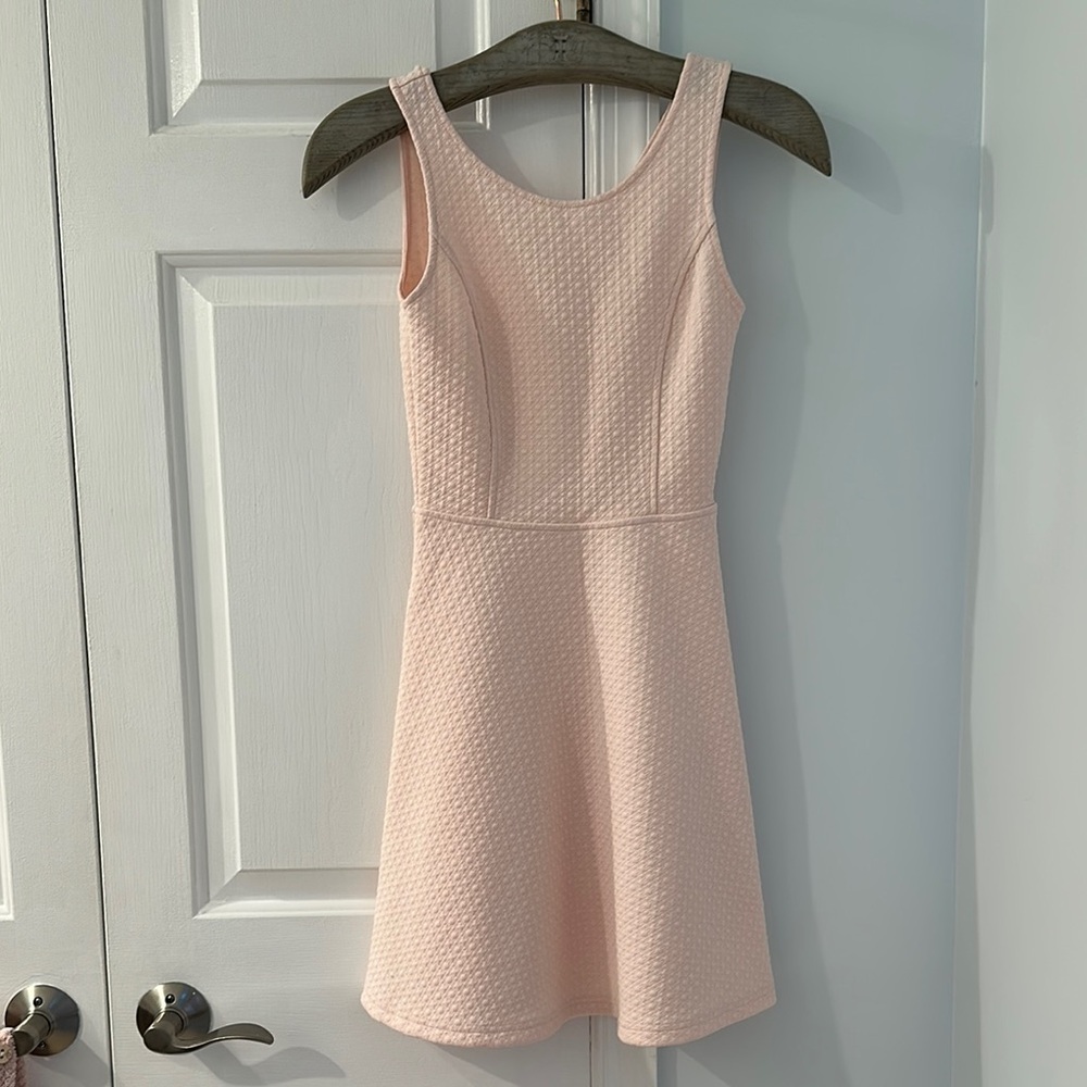 Frenchi(R) 'Spring Dot' Cutout Back Skater Dress (Juniors) Pink Sleeveless SOFT